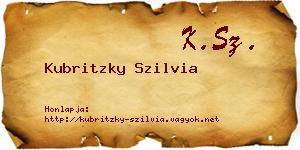 Kubritzky Szilvia névjegykártya